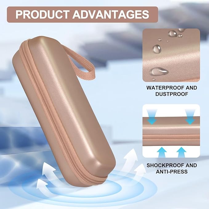 Toothbrush Travel Case for Oral B/Oral-B Pro 1000 1500 5000 7000 7500 6000 9600/ Phlips Sonicare 4100 5100 1100 6100 5300 Electric Toothbrush, Portable Hard Protective Storage Bag (Gold)