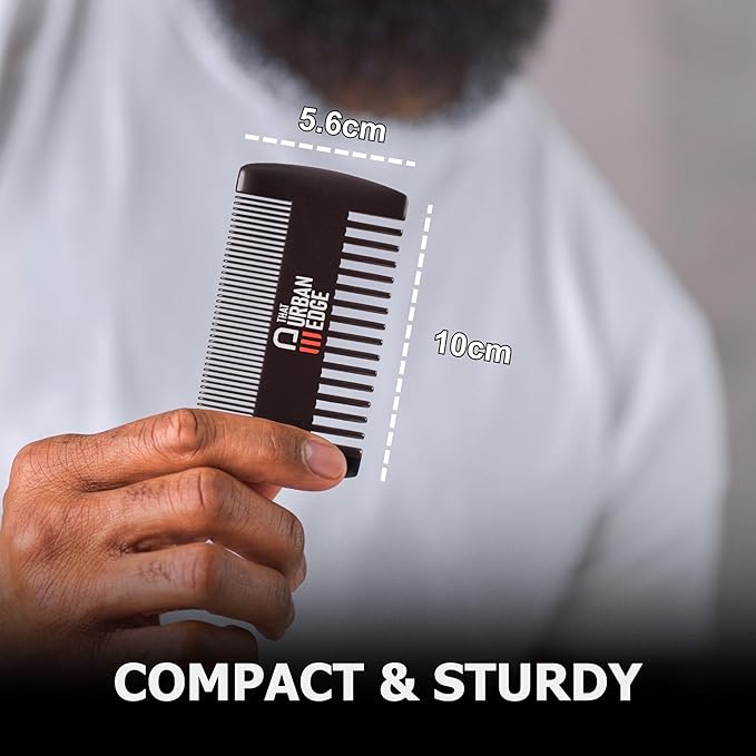 That Urban Edge Wooden Beard Comb for Men | Anti-Static Dual-Sided Wide & Fine Tooth Beard Pick & Mustache Comb | Smooth No-Snag Grooming, Pocket-Size Detangler
