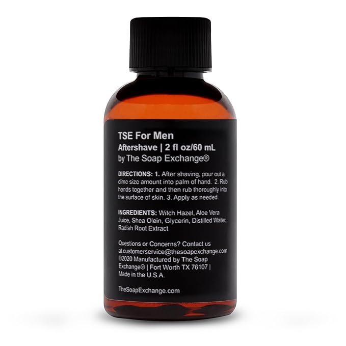 TSE for Men Soothing Aftershave - Unscented Fragrance Free - Natural Ingredients for a Healthy Post Shave. Reduce Razor burn with Aloe Vera. Hand Crafted 2 fl oz / 60 ml Made in the USA.