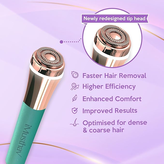 Facial Hair Remover for Women – Painless 16mm Dual Ring Floating Head Blade, Portable, Electric Razor & Epilator for Flawless Face, Lips & Chin – with 18K Gold-Plated Head, 360° LED Light