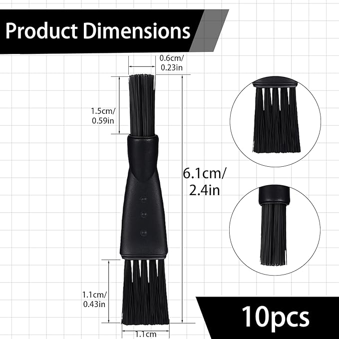10 PCS Electric Shaver Cleaning Brush, Clipper Cleaner Brush Electric Razor Cleaner Brushes Black Double Sided Razor Brushes Replacement for Cleaning Razors Shaver Trimmer Hair Clipper Keyboard
