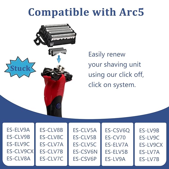 WES9032P Shaver Replacement Blades & Foil Compatible with Panasonic arc5 Shavers | Complete Replacement Kit for Models ES-LV9N, ES-LV95, ES-LV65, ES-XLV9C(1 Foil+2 Cutters) (Arc5(1Foil+2Cutters))