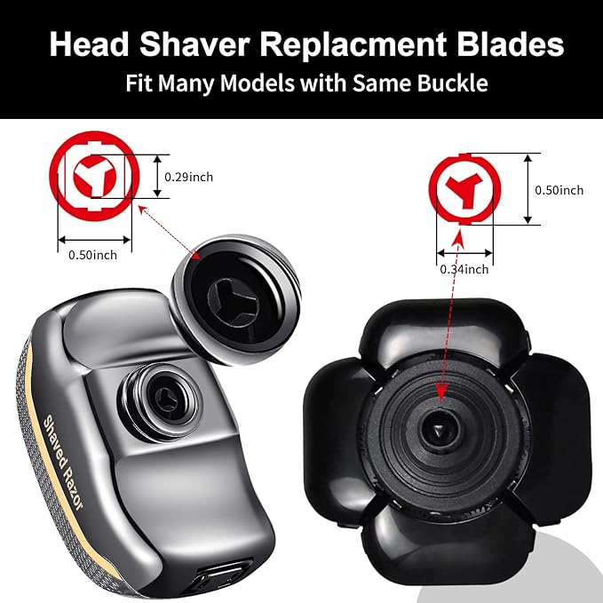 Magnetic Head Shaver Replacement Heads 7 Double Ring Waterproof Rotary Razor Blades for Bald Men Compatible with freebird wyklaus shpavver & Other Brands(black9)