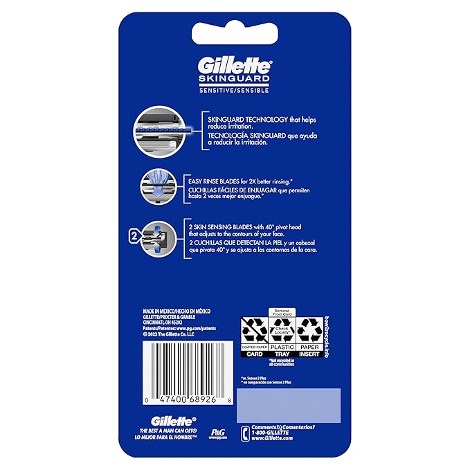 Gillette SkinGuard Razors for Men, Gillette Razor, 4 Count