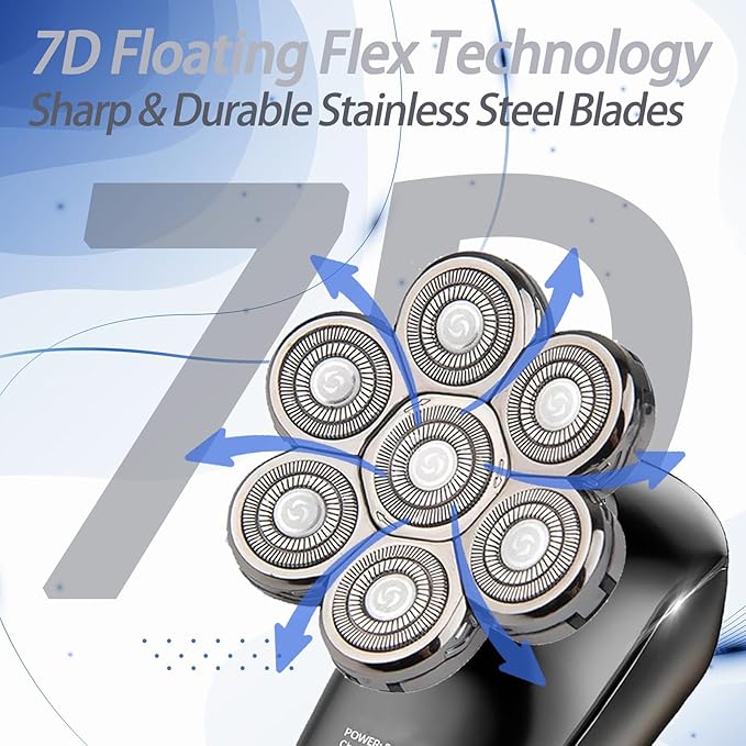 7D Blade Floating Replacement Heads for SHPAVER and Other Brand Head Shaver, Stainless Steel 7D Rotary Blades for Bald Men Rotary Shavers.