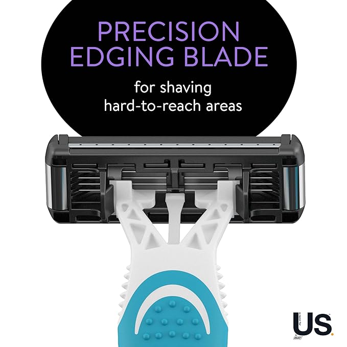 BIC Us. 5-Blade Unisex Disposable Razors For Men and Women, Lubrication Strip For a Smooth, Close Shave, 12-Count