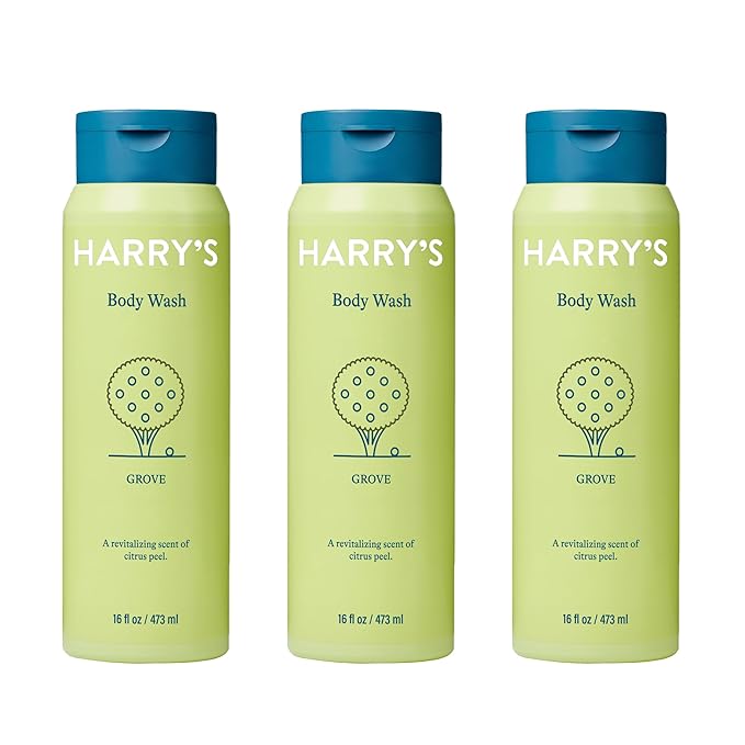 Harry's Body Wash Shower Gel for Men - Grove Scent - (3 Pack) 16 fl oz - Sensitive Skin Body Wash - No Parabens, Sulfates, or Dyes