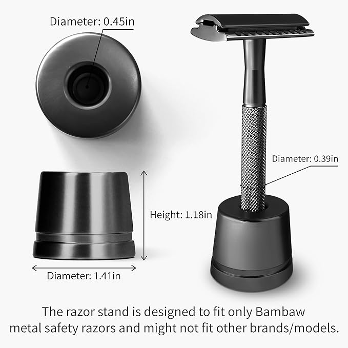 Bambaw Black Safety Razor Stand | Razor Holder for Men | Shaver Holder Stand does not fit all Safety Razors | Double Edge Safety Razor Stand | Safety Razor Holder Stand | Single Razor Stand
