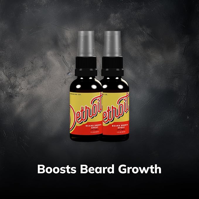 Detroit Grooming Co. Beard Growth Spray | Boost Beard Growth with Biotin, B7 & Caffeine | Hydrating Beard Care with Lavender Water, Green Tea & Glycerin | 1oz Bottles (2-pack)