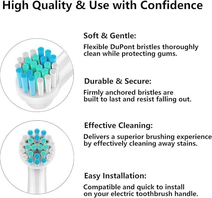 Replacement Toothbrush Heads Compatible with Oral-B Braun, 12 Pack with Color-Coded Rings for Family – Deep-Clean Design, Fits 7000/Pro 1000/500/3000 Series – Medium Bristles