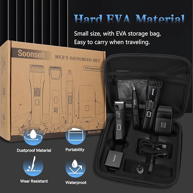 Soonsell 4-in-1 manscape Beard Trimmer for Men+ 2-in-1 Cordless Hair Clipper and Trimmer Set