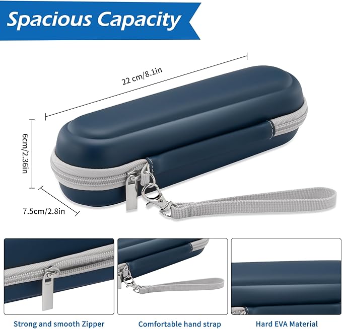 Toothbrush Travel Case for Oral B/Oral-B Pro 1000 1500 5000 7000 & Philips Sonicare 4100 1100 5300 5100 6100/iO Electric Toothbrush, Hard Protective Storage Bag (Deep blue)