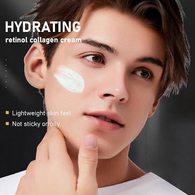 Men's Retinol Face Cream Moisturizer Anti Wrinkle Collagen Cream with Vitamin A, C, B5, Natural Night Cream, Facial Mens Skin Care To Reduce Fine Lines, Lifting and Firming Skin