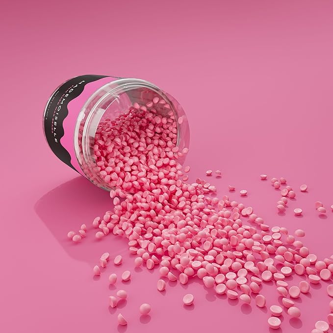 Miss Cire Pink Hard Wax Beads - Painless Hair Removal Peel-Off Wax - No Strips Needed - Low Melting Point - Creamy Texture - For Face and Body - Mademoiselle - For Sensitive Skin - 8oz