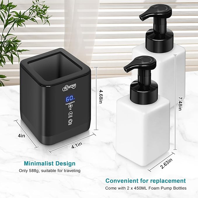 Hot Lather Machine for Shaving, Professional Lather Maker for Men Face Shaving, Large Capacity Shaving Foam Machine for Home Use Salon Barber Shop, with 2 Foam Bottle, ℃/℉ Switchable Display