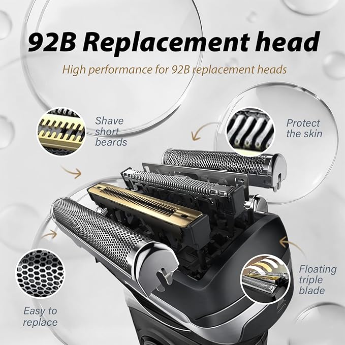 92B Electric Replacement Shaver Head Compatible with Series 9 Shaving Razor Head, Suitable for S9 9290cc, 9291cc, 9370cc, 9376cc, 9293s, 9260s, 9295cc, 9385cc,for men.