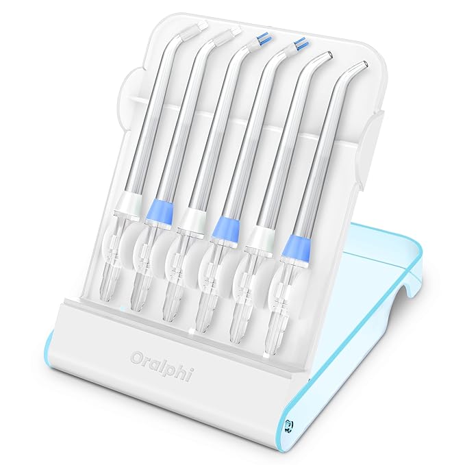 Replacement Tips for Waterpik Water Flosser (2 Classic Jet Tips + 2 Orthodontic Tips + 2 Plaque Chaser Tips+ Storage Case Combo)