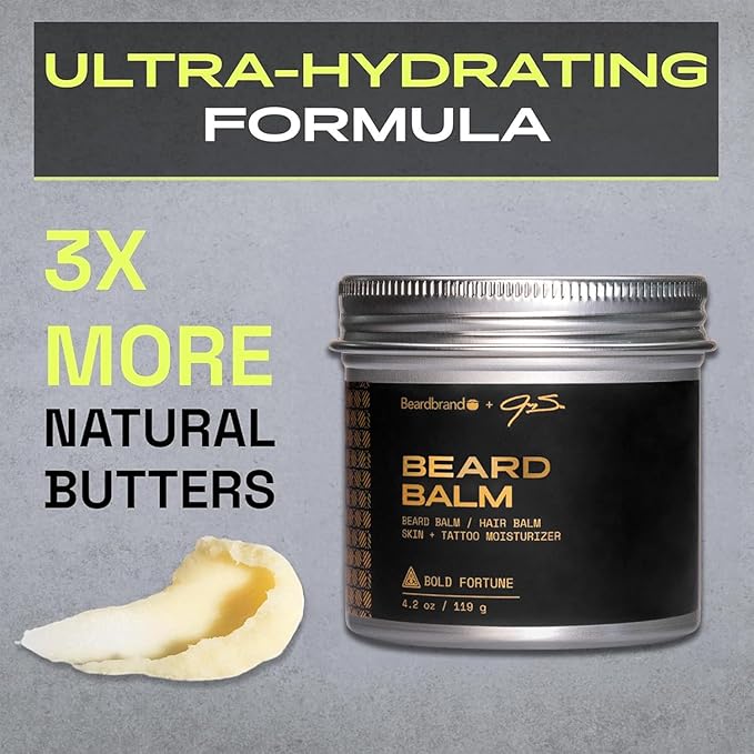 Beard Balm for Men - Travel Pack - Supports Thicker Beard, Bold Fortune Scent, Natural Ingredients Butter Reduces Dryness & Enhances Look - 4.2 oz
