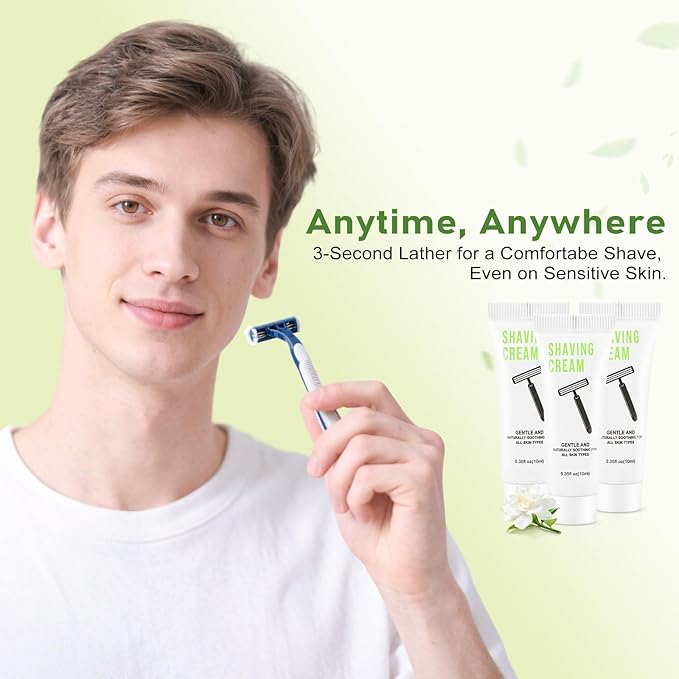 50 Shaving Cream Bulk Travel 10ml/0.35fl oz,Disposable Shaving Cream in Bulk Travel Shave Cream for Hotel Homeless,White Tea