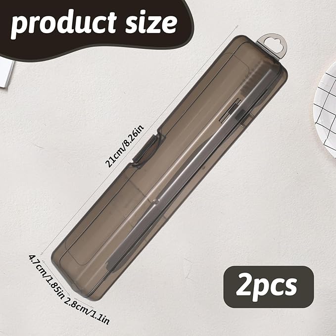 Toothbrush Case, 2 Pack Portable Clear Toothbrush and Toothpaste Storage Container, Transparent Toothbrush Travel Case, Plastic Toothbrush Holder, 8.27 x 1.85 x 1.1 inches (Black and White)