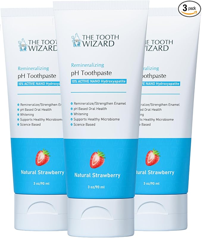 pH Balancing Toothpaste | Natural Strawberry Flavor | Fluoride-Free | SLS-Free | Gentle Whitening | Supports Healthy Oral Microbiome | 3 Pack