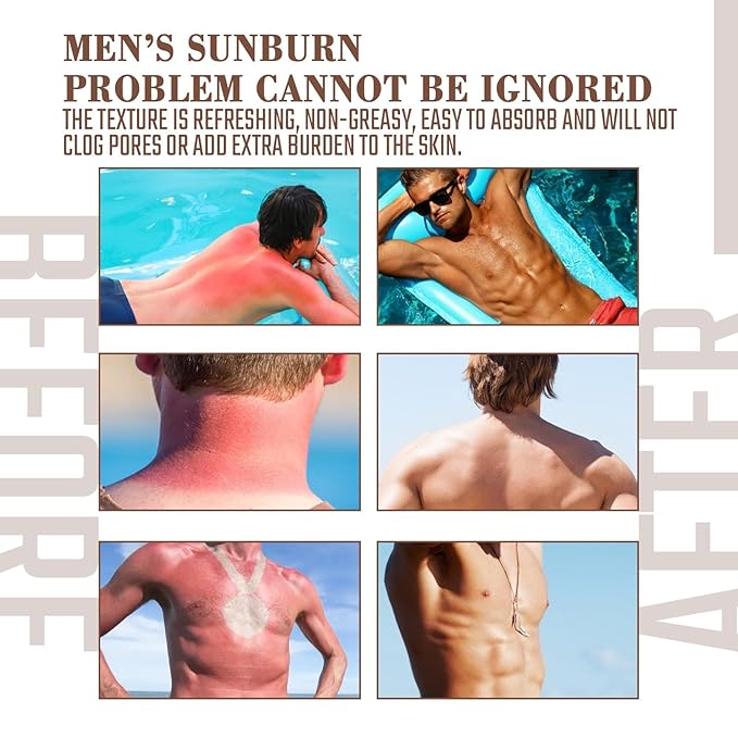 Mens Sunscreen SPF 50, Sunscreen Lotion SPF 50+ Sun Screen Protector Waterproof Sweat-Proof Moisturizing Skin for Face and Body for Men