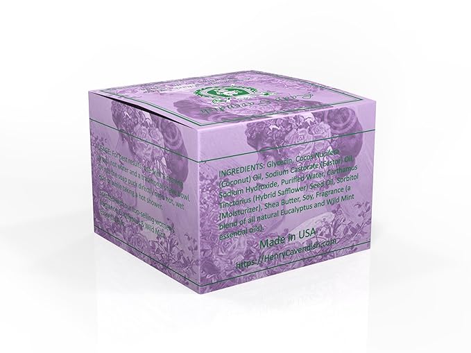 Lady Cavendish Eucalyptus/Mint Shaving Soap with Shea Butter & Coconut Oil. Long Lasting 3.8 oz Puck Refill. Mens Shave Soap. All Natural. Rich Lather, Smooth Comfortable Shave. For Ladies.