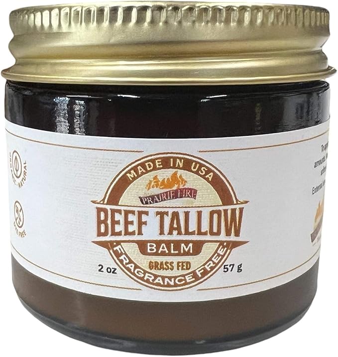 Grass Fed Beef Tallow Balm - 2 oz - Grown and Made in USA - Organic Grass Fed and Finished Tallow - Moisturizing Skin Care Peppermint