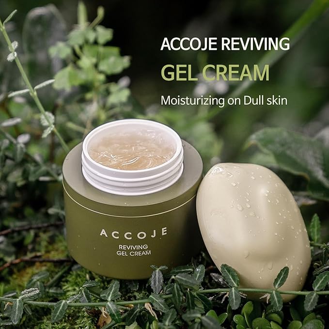 ACCOJE Reviving Gel Cream, Hydrating and Soothing Moisturizer for Sensitive Skin, Supports Skin Barrier and Reduces Visible Redness with Jeju Botanical Extracts, Korean Skincare, 1.69 fl oz