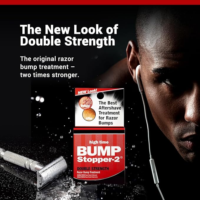 High Time Bump Stopper 2 Double Strength Ingrown Hair Cream | Aftershave Lotion for Men and Women | Razor Bump Balm | 0.5 OZ (5 Pack)