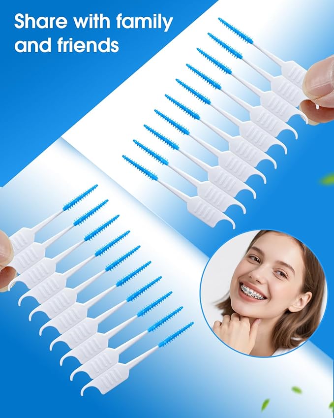 270 PCS Dental Floss Picks, Floss Picks for Teeth, Soft Silicone interdental Brush, Toothpicks Dental Brush, Tooth Flossing Picks with Case, Disposable for Teeth Cleaning, Blue Color