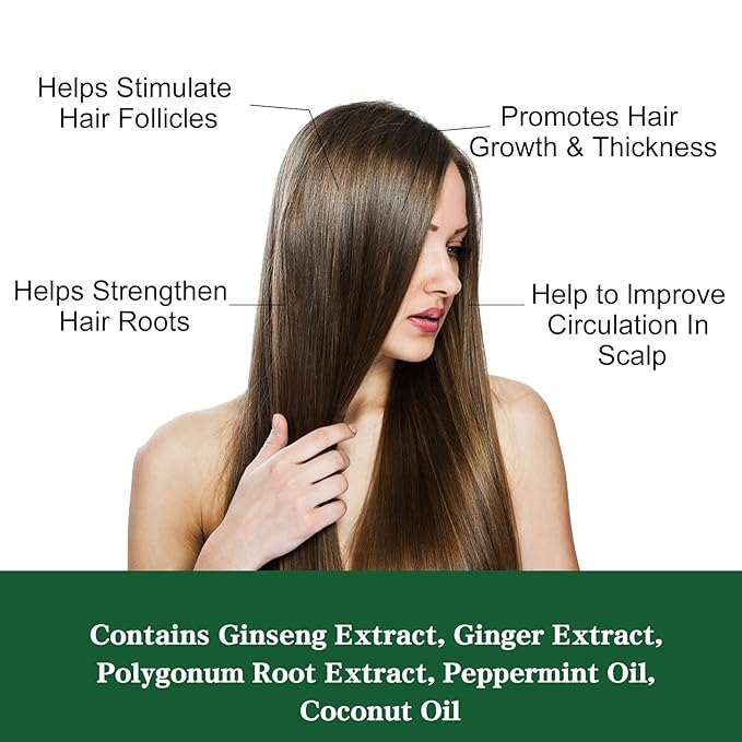 10ml Hair Growth Serum for Thinning Hair – Anti Hair Loss Treatment with Ginseng & Ginger Extract to Stimulate Follicles and Promote Denser, Stronger Hair