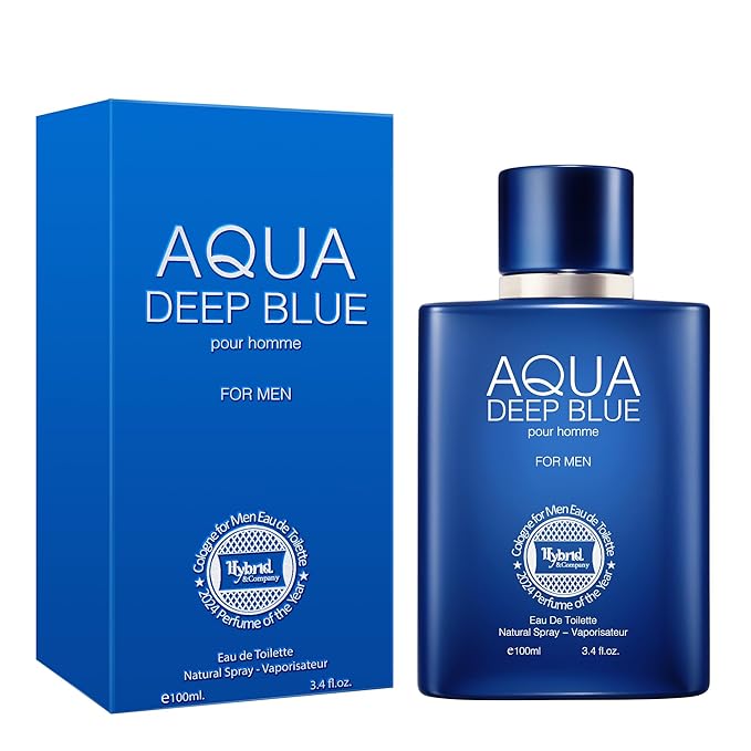 Hybrid & Company Aqua Deep Blue Pour Homme For Men Eau De Parfum Vaporisateur Natural Spray 3.4 Fl Oz
