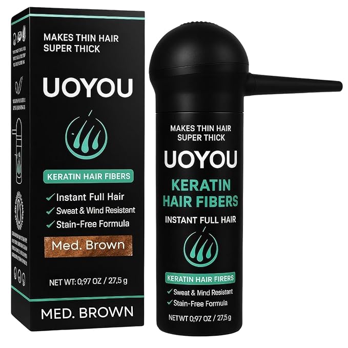 MEDIUM BROWN Hair Fibers for Thinning Hair 27.5g Bottle with Applicator | Natural Keratin Hair Fibers Concealer for Hair Loss for Men and Women | Hair Building Fibres Powder [MEDIUM BROWN Hair Fiber]