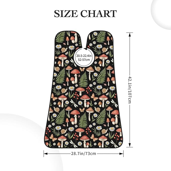 Men's Beard Maintenance Apron, Waterproof & Easy Clean, Witchy Mystery Vintage Magic Mushrooms Fall Leaf Floral