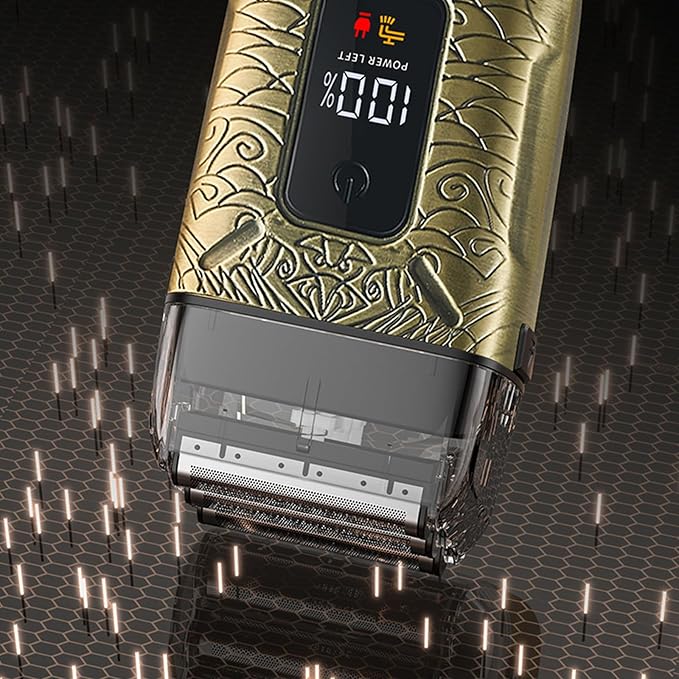 Foil Shaver, Mens Electric Shaver Portable Beard Trimmer Foil Shavers for Men Electric Shavers for Men with Rechargeable Shaving with LED Display for Home Use Bronze