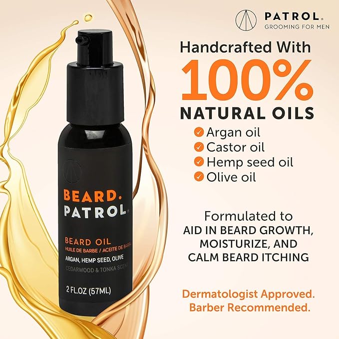Bump Patrol Beard Patrol Beard Oil for Men – Natural Grooming Serum and Mustache Conditioner, Softens, Smooths and Strengthens Growth, Cedarwood and Tonka - 2 fl oz - Pack 1