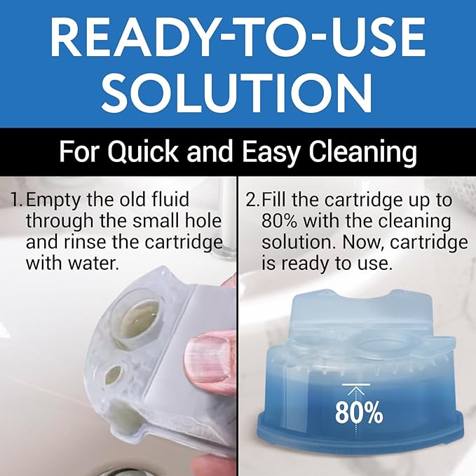 IMPRESA Shaver & Razor Cleaning Solution - 34 Fl Oz Liquid Refill - Compatible with Braun Clean & Renew Series 3, 7 & 9 Cartridges - Scent-Free Shaver Cleaning Liquid