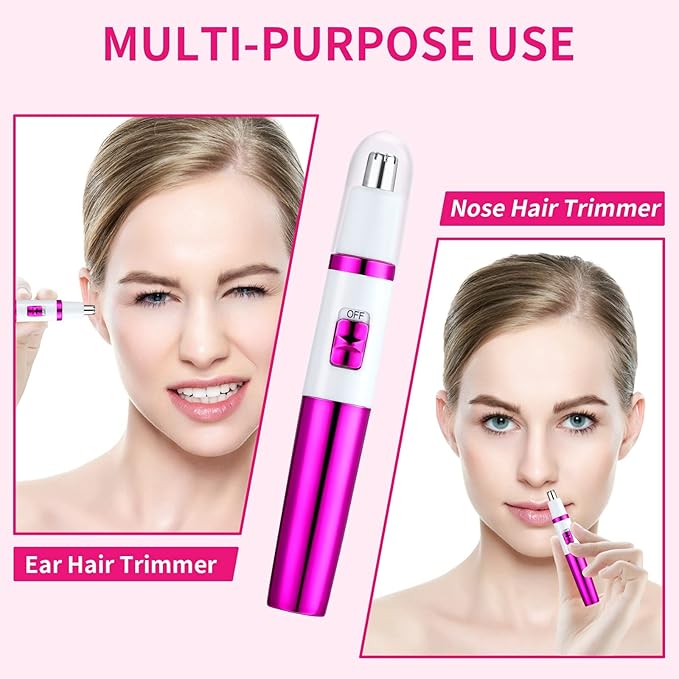 AREYZIN Nose Hiar Trimmer for Women,Ladies Painless Nose Trimmer Women,Eyebrow Facial Ear Hair Trimmer Hair Clippers Professional, Waterproof, Dual-Edge Blade, Purple