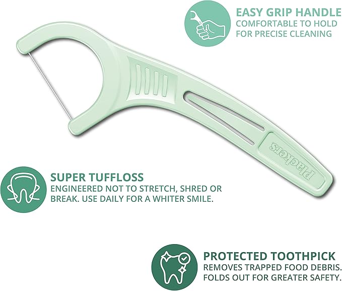 Plackers Micro Mint Dental Flossers, Travel Pack, Perfect Travel Size, Easy Storage, Dental Care On-The-Go, Fresh Mint Flavor, 12 Count