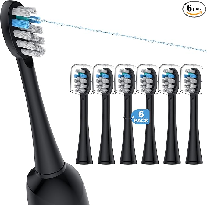 6 Pack Toothbrush Replacement Heads Compatible with WaterPik Sonic Fusion 2.0, FitMount Flossing Brush Head Fit for Water-Pic SF-01W SF-02W and 2.0 SF-03 SF-04