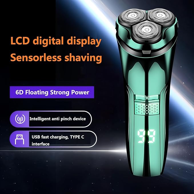 Electric Razor for Men with Pop-Up Trimmer, IPX7 Waterproof Electric Shaver, Rechargeable Cordless Shavers for Men, Type-C, 120Mins Runtime, Plug & Play
