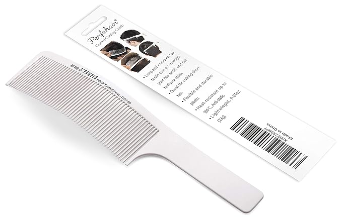 PERFEHAIR Curved Barber Clipper Comb, Flat Top Hair Cutting Comb for Men -White