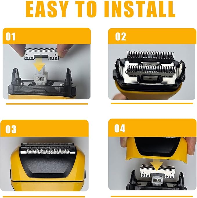 Yellow Shaver Replacement Foils, Cutters and Head Compatible with Wahl 7061 Series- Model 7045-100, 2 Packs