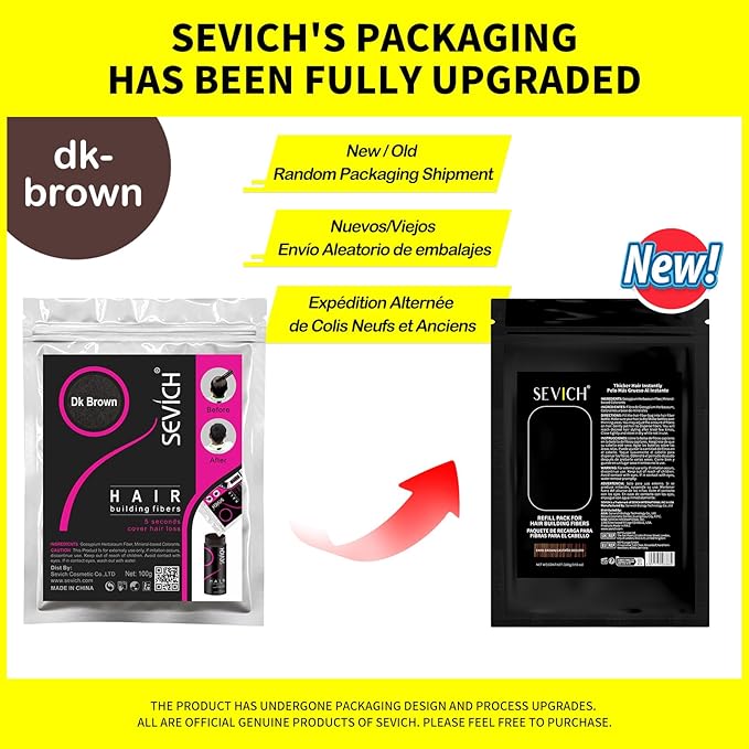 SEVICH Hair Fibers 2 Pack (2 x 100g) - Hair Building Fibers for Thinning Hair,Instant Thickening & Volumizing Powder for Men & Women, Value Bundle for Long-Lasting Use,Dark Brown