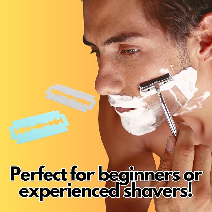 GENTS Double Edge Safety Blades, Sample Pack, Includes 40 Blades and 5 Grams Styptic Powder Stops Bleeding from Shaving Nicks and Cuts