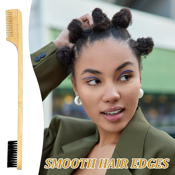 Edge Control Brush, 3 PCS Edge Brush Sturdy Mustache Brush for Men 2-in-1 Edge Hair Brush Comb Styling Gentle Care Tools Compact Curling Accessories for Curly Hair