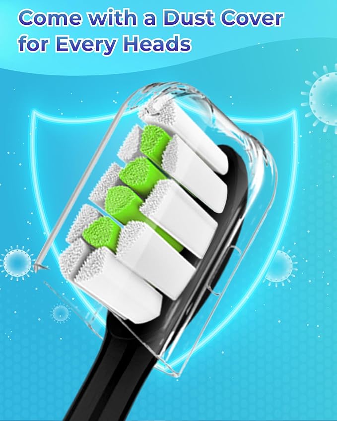 Replacement Toothbrush Heads Compatible with Philips Sonicare：10 Pack Soft Replacement Electric Brush Head Compatible with Phillips Sonicare Plaque Control Snap-on(with Protective Cover)