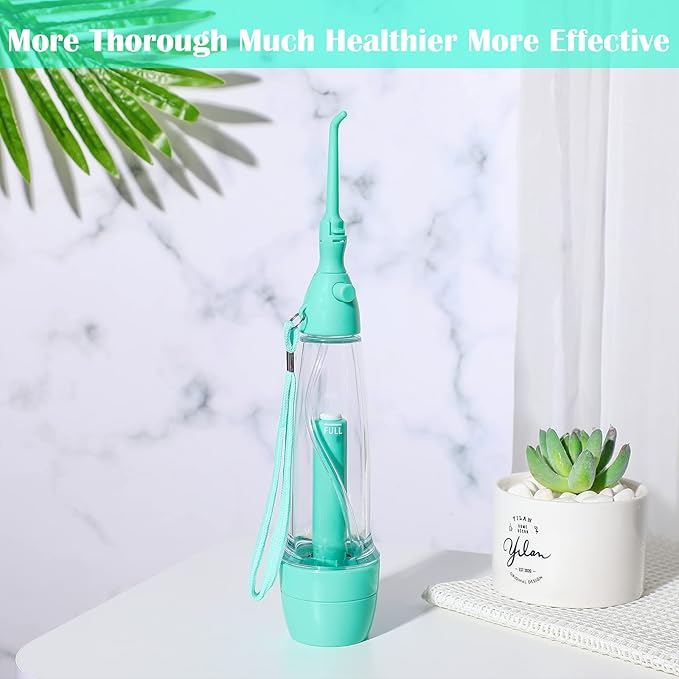 Water Dental Flosser for Teeth Oral Irrigator Water Teeth Cleaner Non Electric Portable Affordable Oral Irrigator Cordless Manual Air Pressure Simple Operation for Home and Travel