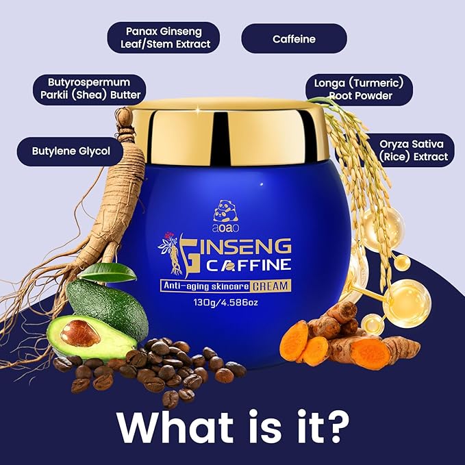 AOAO Ginseng Hexapeptide Anti Wrinkle Moisturizer for Men, Brightening Face Cream with Shea Butter & Turmeric, Brightening & Firming Skin, Deep Nourishment, Intensive Moisture Locking (Ginseng-1)